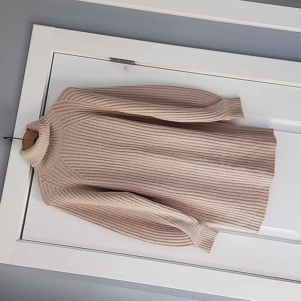 Missguided tan ribbed knit turtle neck dress!